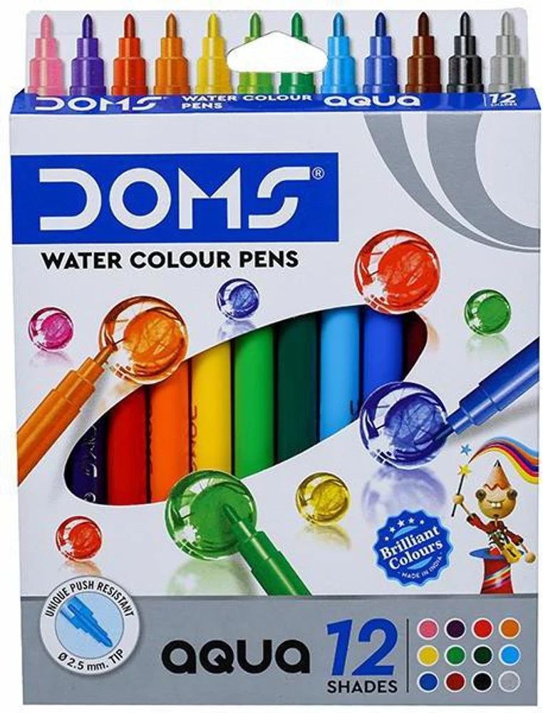 DOMS AQUA WATER COLOUR PENS 12 SHADES