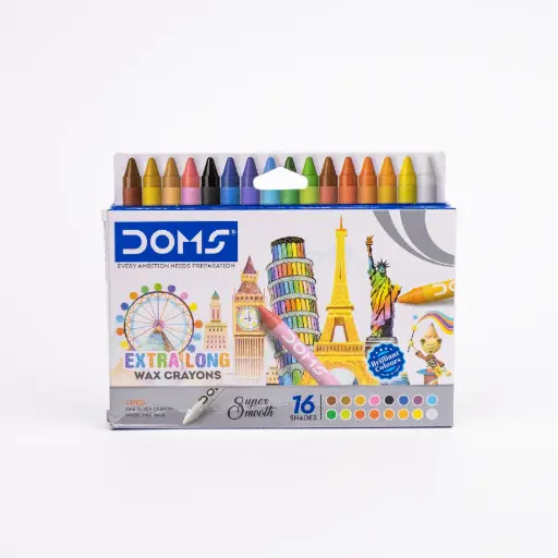 DOMS WAX CRAYONS EXTRA LONG 16 SHADES