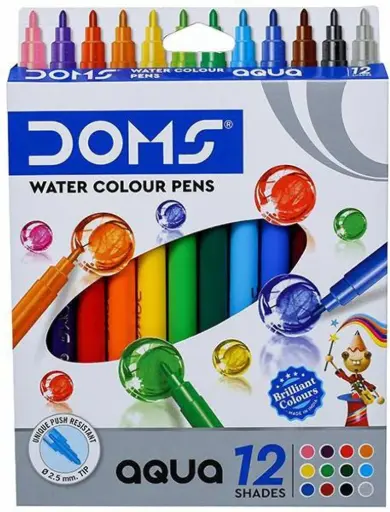 DOMS AQUA WATER COLOUR PENS 12 SHADES